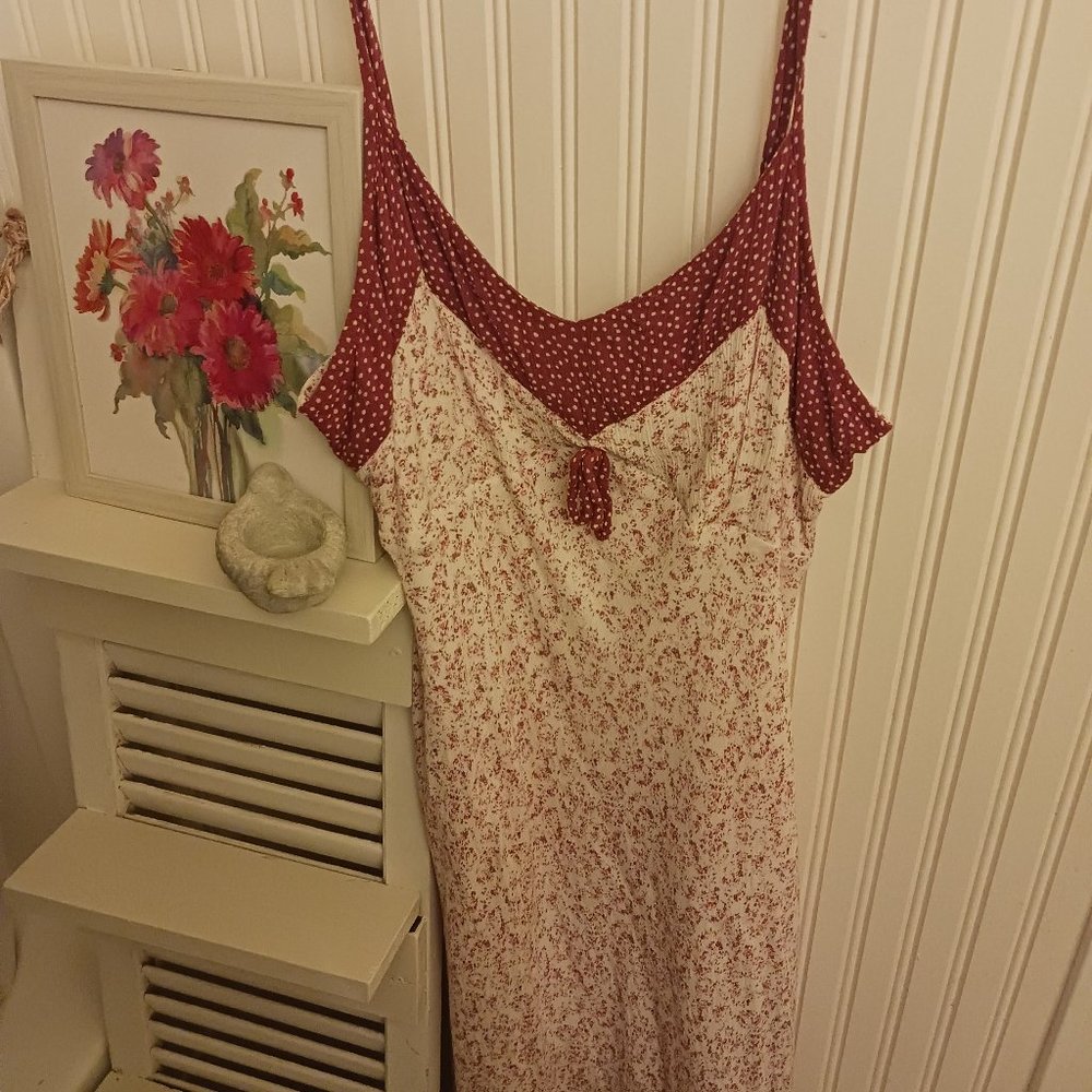 Newport News Vintage 1990's Pastel Pink Coquette Calico Floral Print Maxi Dress